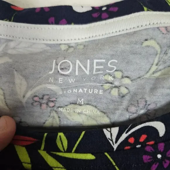 Jones New York Floral Sleeveless Top Womens Size Medium Button detail 0669 - Picture 3 of 8